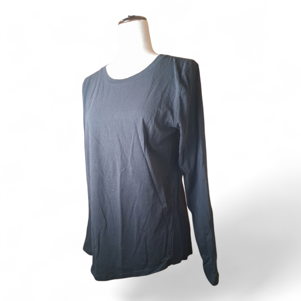 lululemon athletica Women's Black Ribbed Crew Neck Long Sleeve Tee Size 8